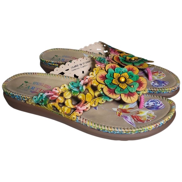 Spring Step Multicolor Floral Sandals - Picture 1 of 7
